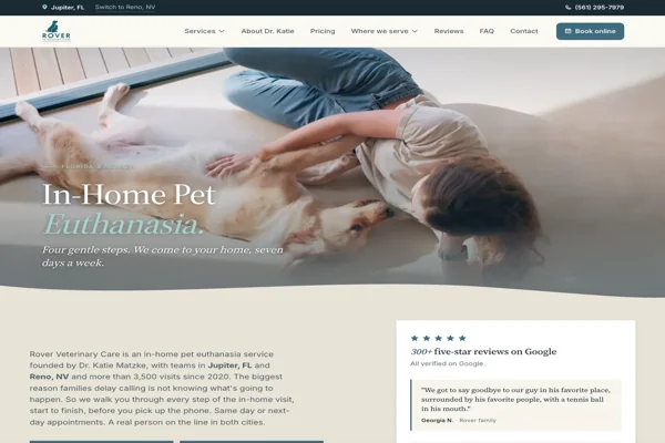 Rover Veterinary Care two-market local SEO results