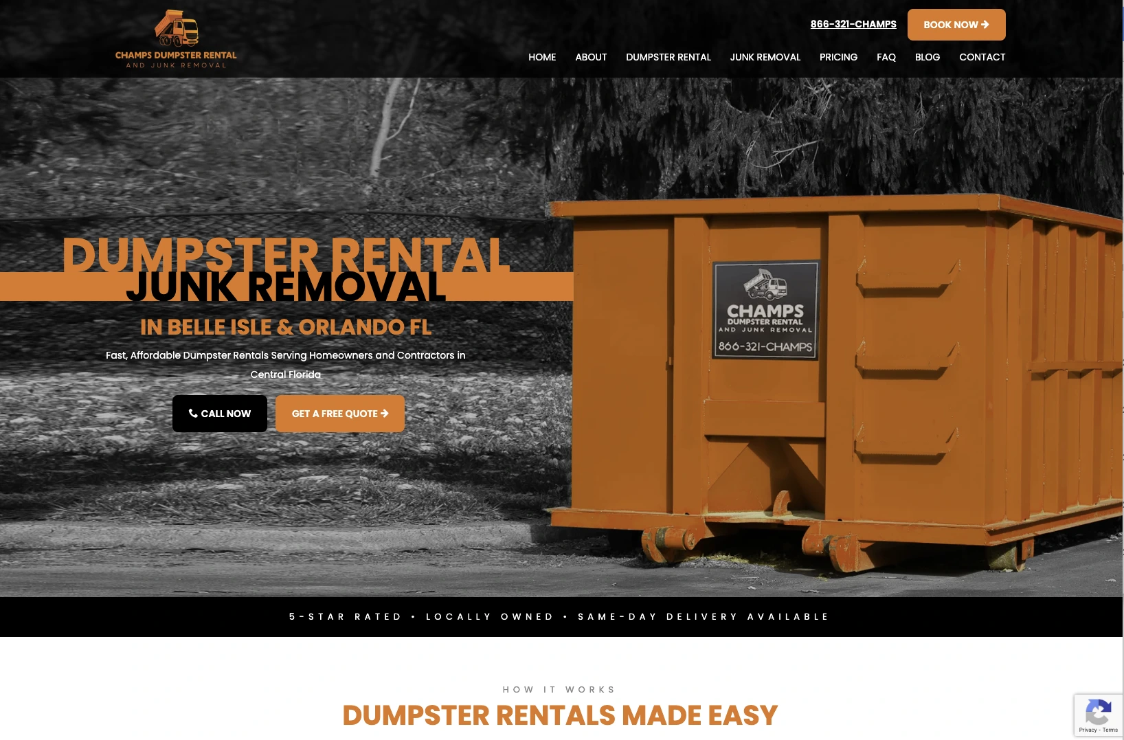 Champs Dumpster Rental website
