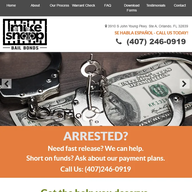 Mike Snapp Bail Bonds website