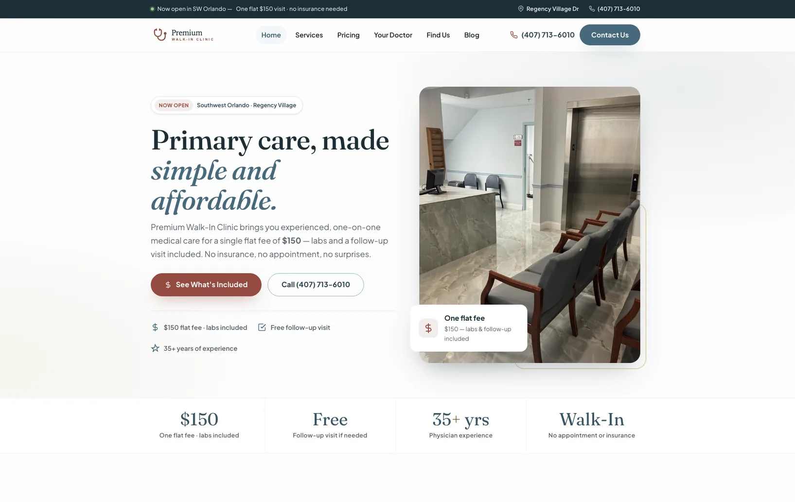 Premium Walk-In Clinic website design