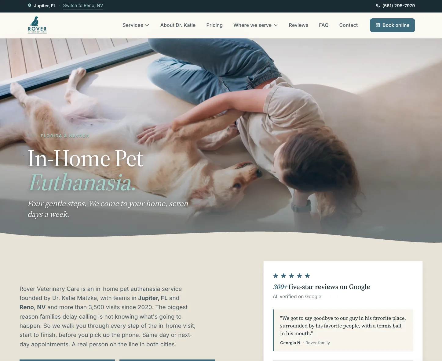 Rover Veterinary Care website design