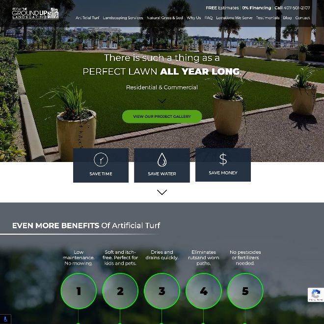 Website for From the Ground Up Landscaping